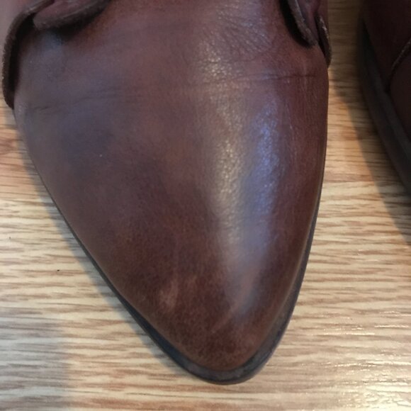 Free People Brown Leather Style Nine Ankle Boots Double Buckle Strappy Booties - Picture 5 of 13